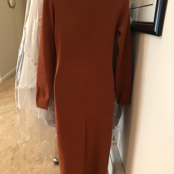 NWOT Rust color maxi sweater dress w daisy buttons sz Large - Picture 2 of 5